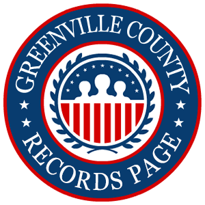 A round red, white, and blue logo with the words Greenville County Records Page for the state of South Carolina.